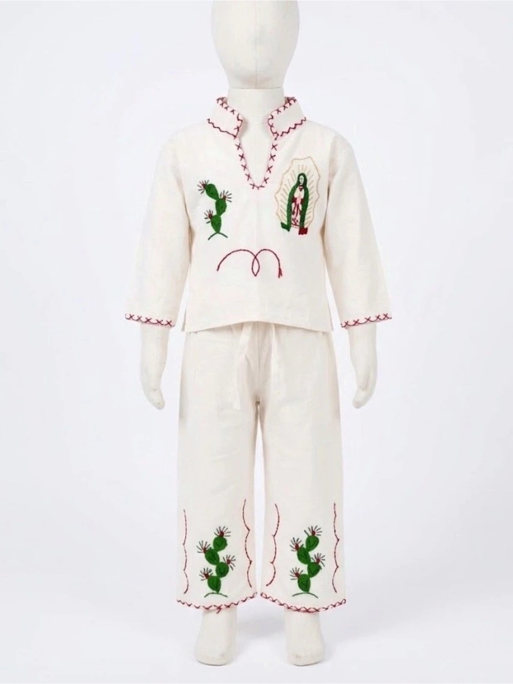 Kids Embroidered Matching Set in White